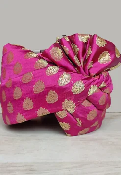 Woven Chanderi Brocade Unisex Turban in Fuchsia