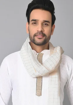 Woven Chanderi Cotton Dupatta in Off White