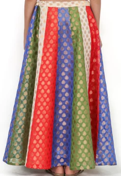 Woven Chanderi Silk Brocade Skirt in Multicolor