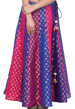 Woven Chanderi Silk Brocade Skirt in Multicolor