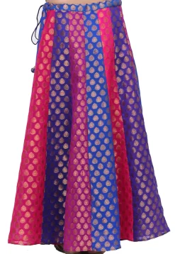 Woven Chanderi Silk Brocade Skirt in Multicolor