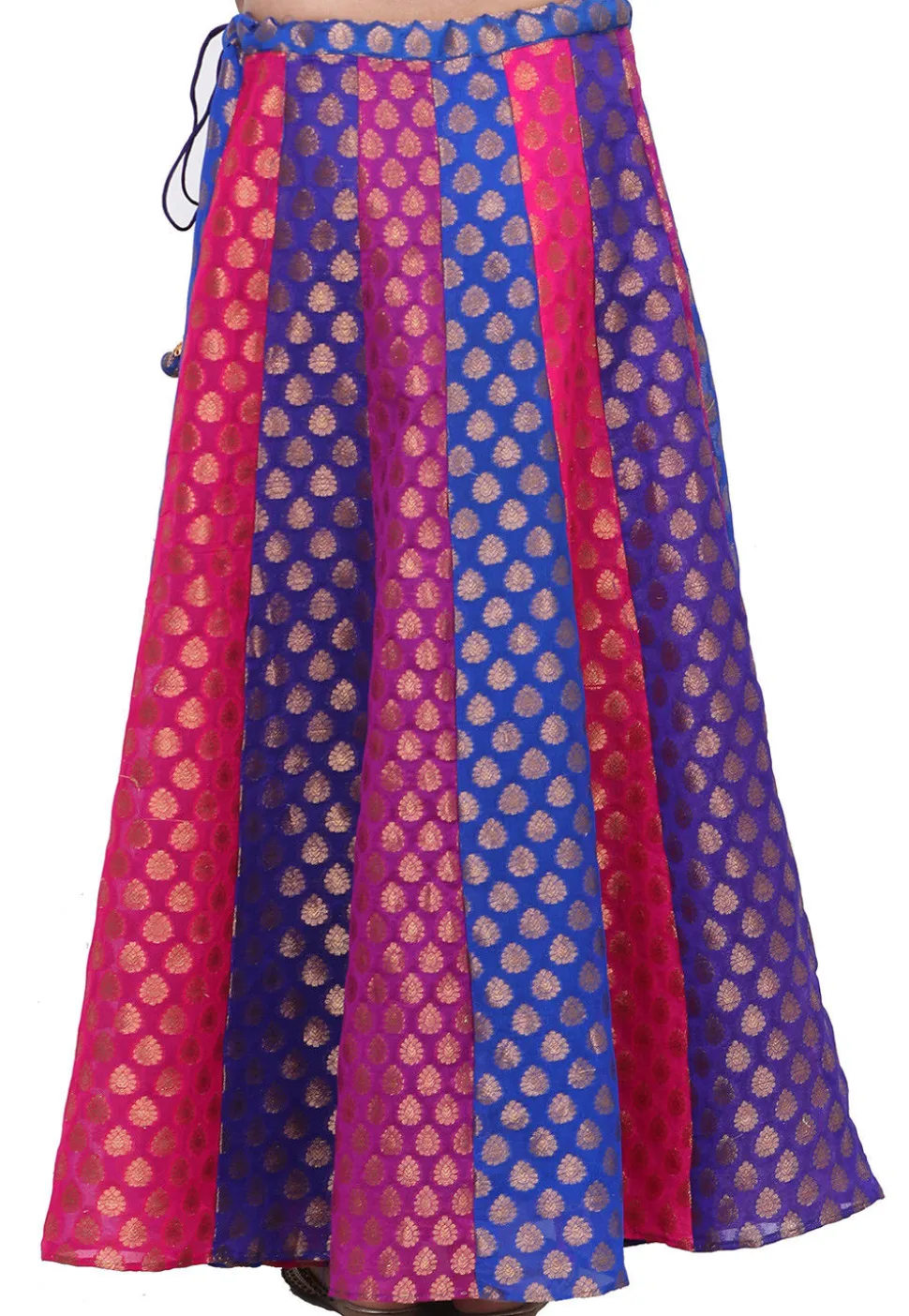 Woven Chanderi Silk Brocade Skirt in Multicolor