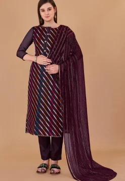 Woven Chanderi Silk Jacquard Pakistani Suit in Magenta