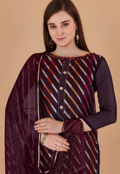 Woven Chanderi Silk Jacquard Pakistani Suit in Magenta