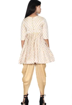 Woven Chanderi Silk Jacquard Punjabi Suit in Off White