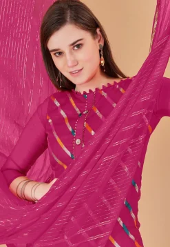 Woven Chanderi Silk Jacquard Pakistani Suit in Fuchsia
