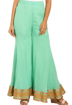 Woven Chanderi Silk Jacquard Pakistani Suit in Sea Green