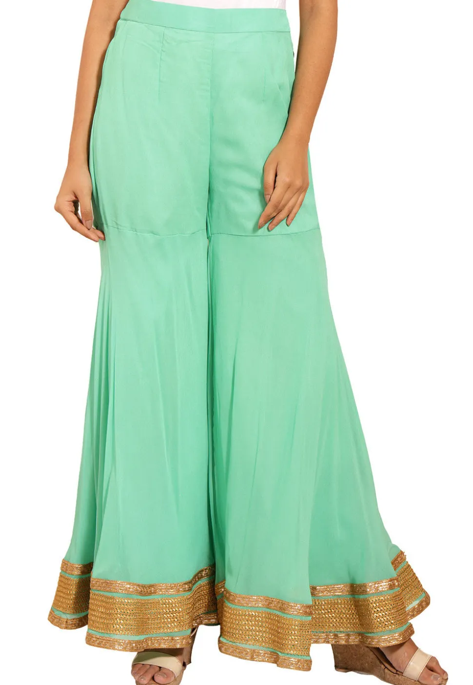 Woven Chanderi Silk Jacquard Pakistani Suit in Sea Green