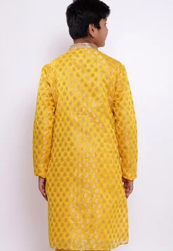 Woven Chanderi Silk Jacquard Kurta in Yellow
