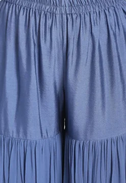 Woven Chanderi Silk Jacquard Pakistani Suit in Dusty Blue