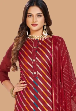 Woven Chanderi Silk Jacquard Pakistani Suit in Red