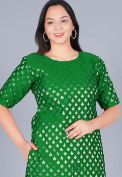 Woven Chanderi Silk Jacquard Pakistani Suit in Dark Green