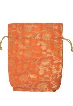 Woven Chanderi Silk Jacquard Potli Bag in Orange