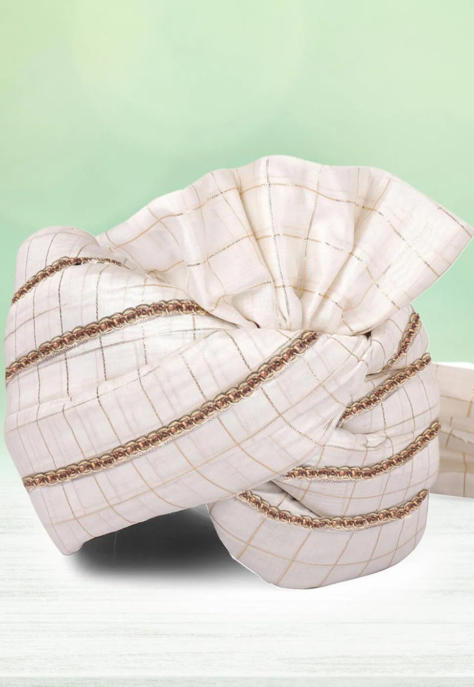 Woven Chanderi Silk Kids Turban in Off White