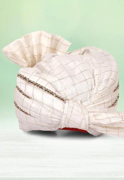 Woven Chanderi Silk Kids Turban in Off White
