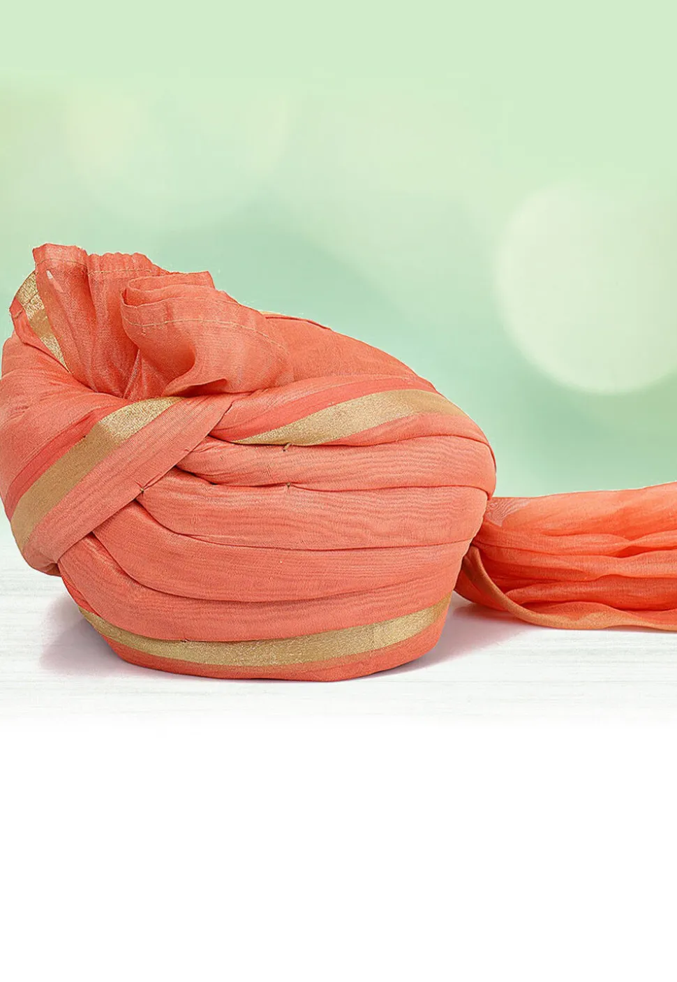 Woven Chanderi Silk Kids Turban in Peach