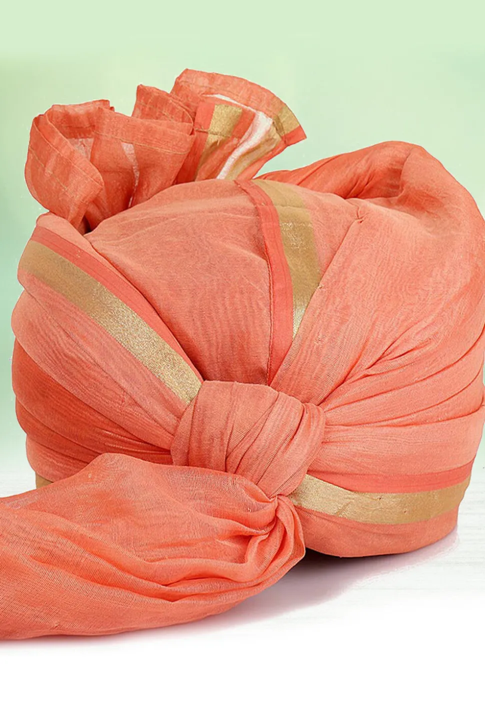 Woven Chanderi Silk Kids Turban in Peach