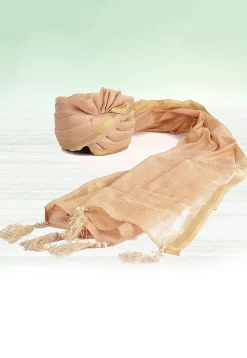 Woven Chanderi Silk Kids Turban in Light Beige