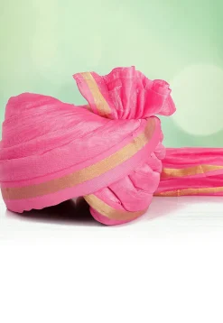 Woven Chanderi Silk Kids Turban in Pink