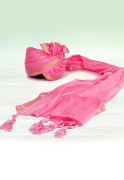 Woven Chanderi Silk Kids Turban in Pink