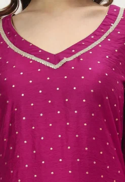 Woven Chanderi Silk Pakistani Suit in Magenta