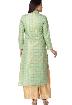 Woven Chanderi Silk Pakistani Suit in Sea Green