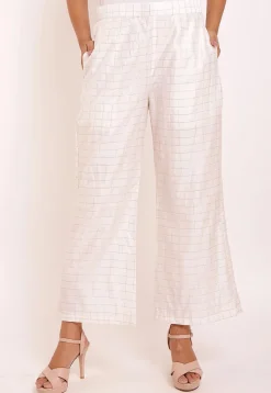 Woven Chanderi Silk Palazzo in Off White