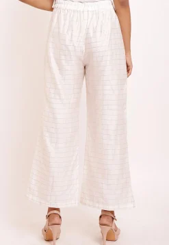 Woven Chanderi Silk Palazzo in Off White