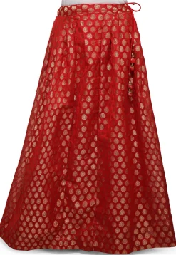 Woven Chanderi Silk Skirt in Red