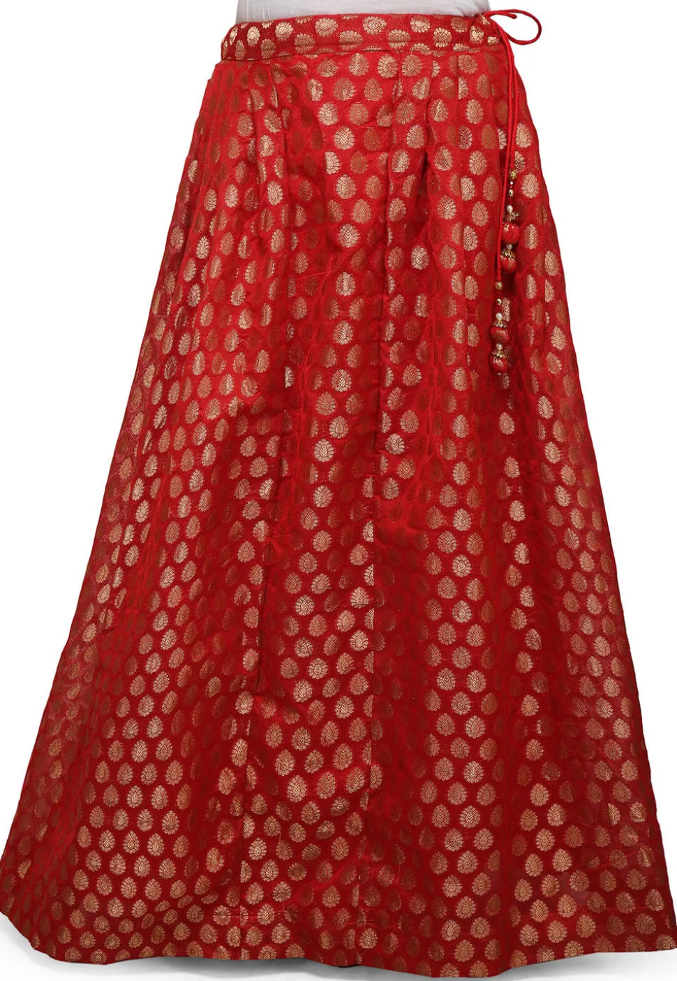 Woven Chanderi Silk Skirt in Red