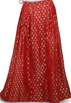 Woven Chanderi Silk Skirt in Red