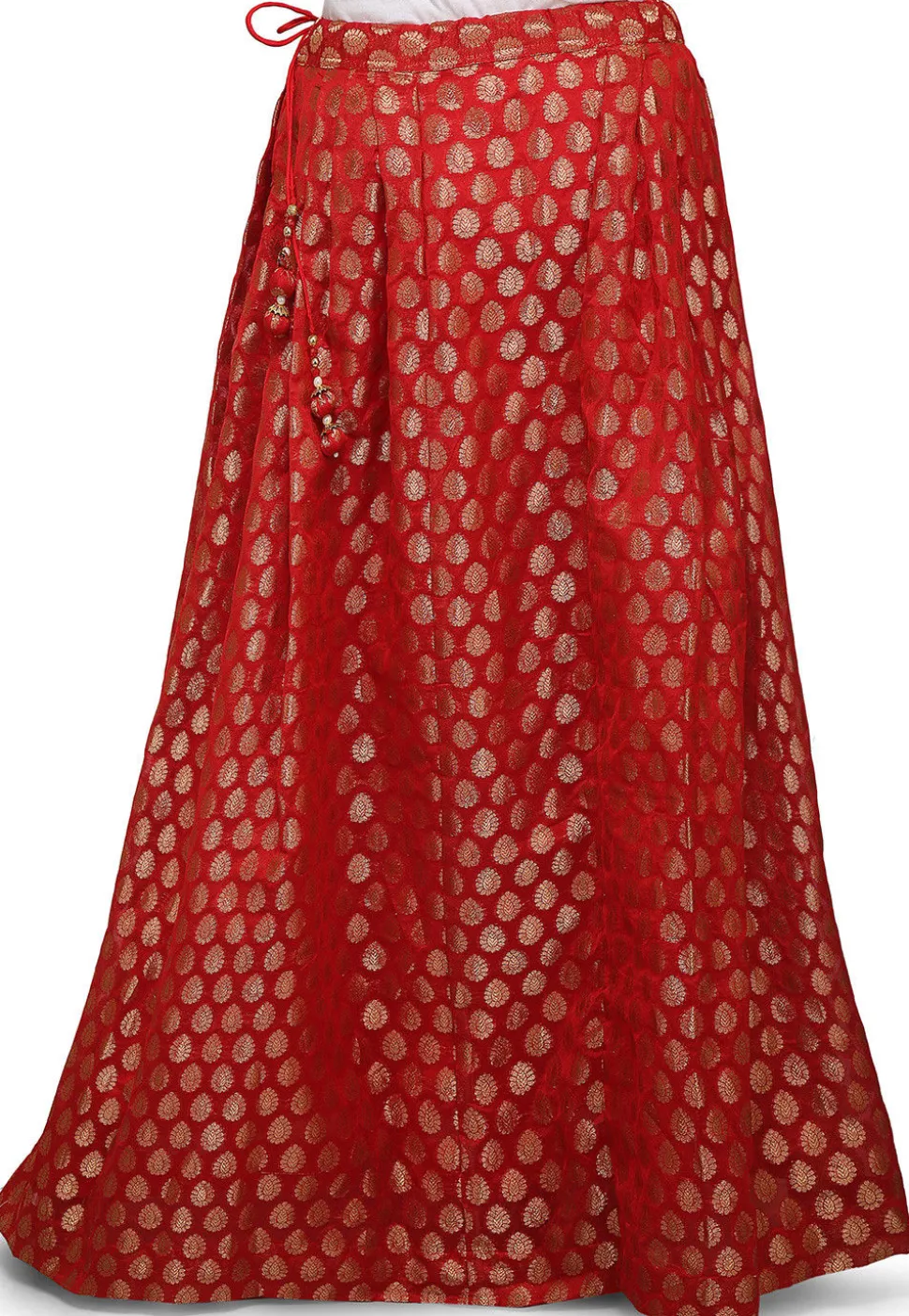 Woven Chanderi Silk Skirt in Red