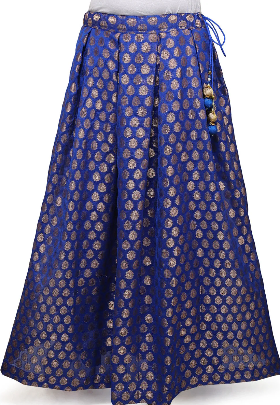 Woven Chanderi Silk Skirt in Blue