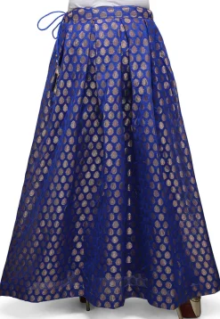 Woven Chanderi Silk Skirt in Blue