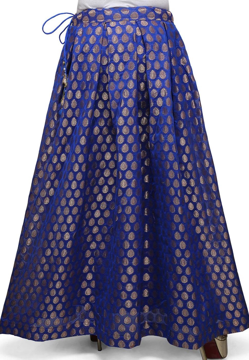 Woven Chanderi Silk Skirt in Blue