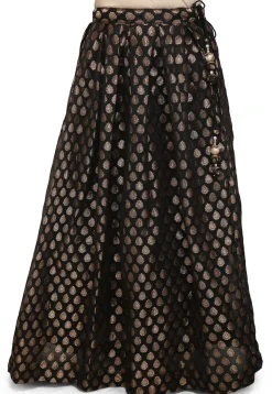 Woven Chanderi Silk Skirt in Black