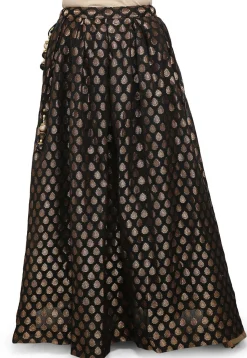 Woven Chanderi Silk Skirt in Black