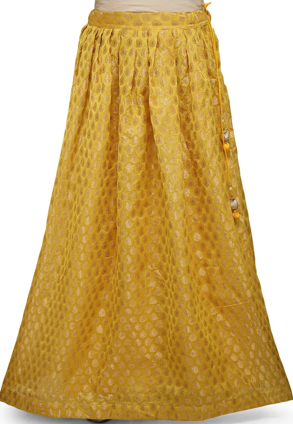 Woven Chanderi Silk Skirt in Yellow