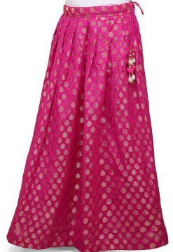 Woven Chanderi Silk Skirt in Fuchsia