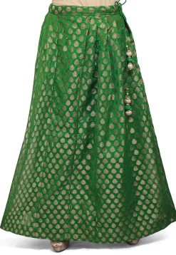 Woven Chanderi Silk Skirt in green