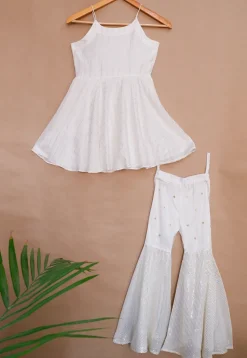 Woven Chanderi Silk Tunic Set in Off White
