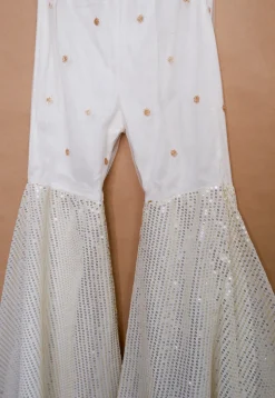 Woven Chanderi Silk Tunic Set in Off White