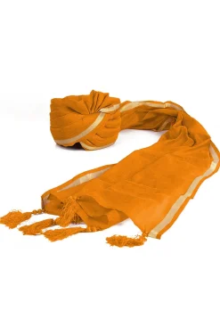 Woven Chanderi Silk Turban in Mustard