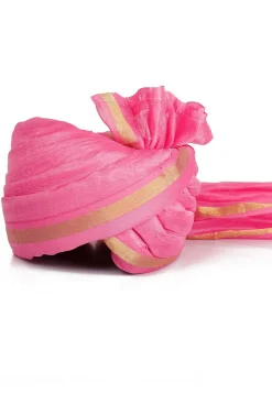 Woven Chanderi Silk Unisex Turban in Pink