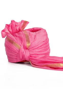 Woven Chanderi Silk Unisex Turban in Pink
