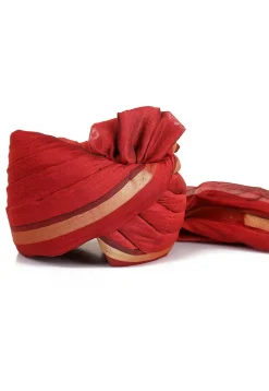 Woven Chanderi Silk Unisex Turban in Maroon