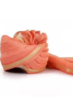 Woven Chanderi Silk Unisex Turban in Peach