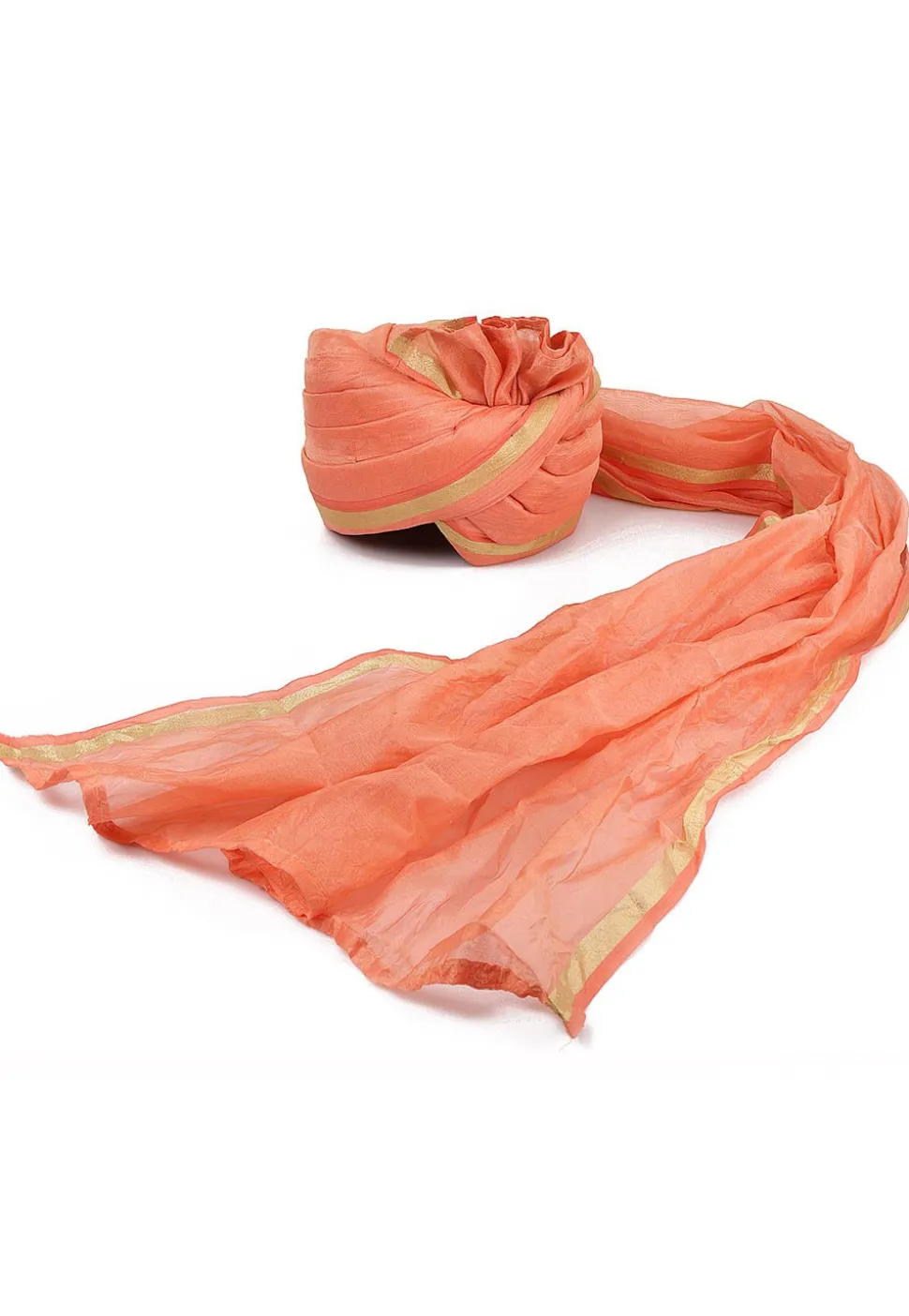 Woven Chanderi Silk Unisex Turban in Peach
