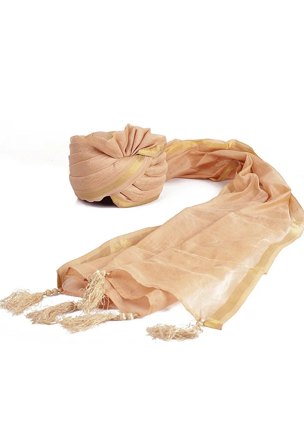 Woven Chanderi Silk Unisex Turban in Light Beige