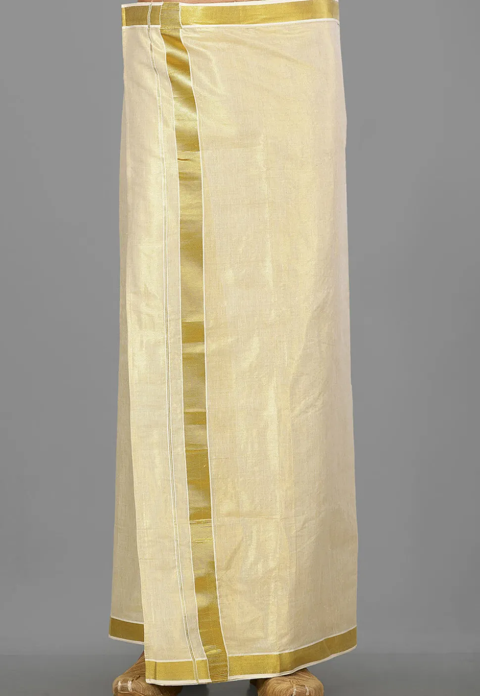 Woven Cotton Dhoti in Golden
